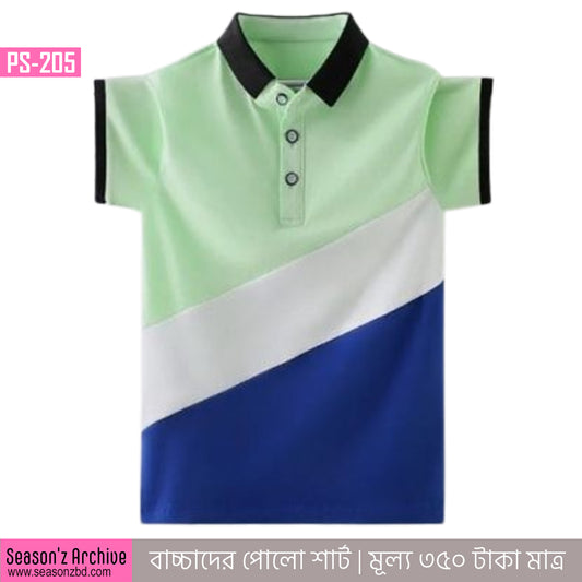 Kids Premium Polo T-Shirt - Mint White Blue